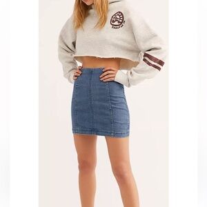 Free People Modern Femme Dark Denim Mini Skirt